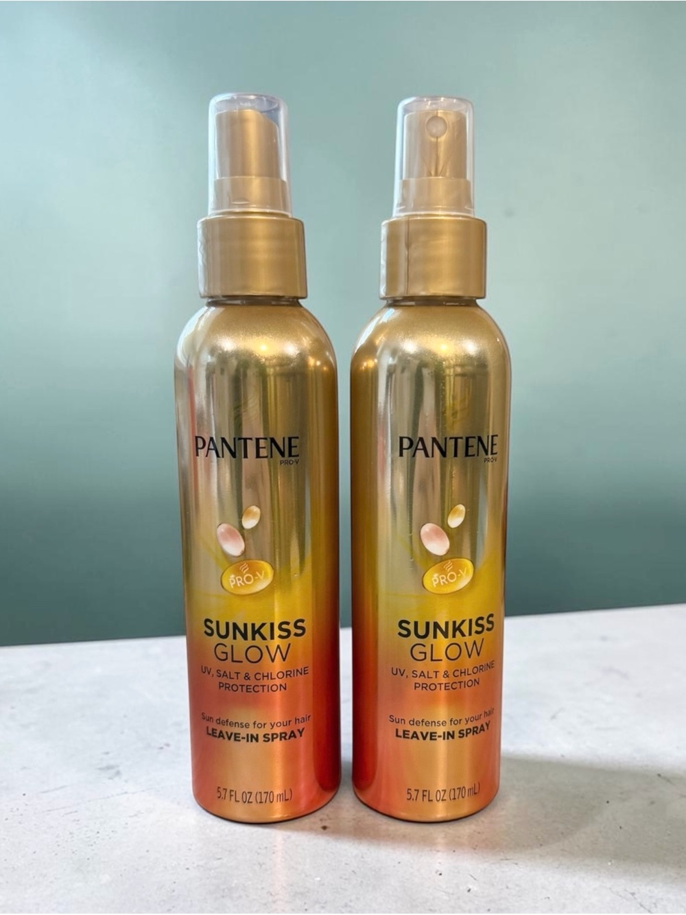2x lot Pantene PRO V Sunkiss Glow Leave-In Spray UV Salt & Chlorine Protection
